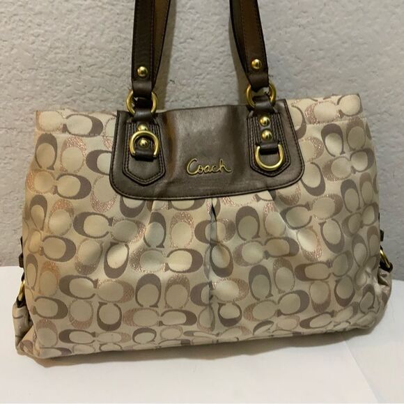 Coach Ashley Signature Handbag Purse Sateen Bag 3-Color Metallic B1271-F20263 - Picture 3 of 14